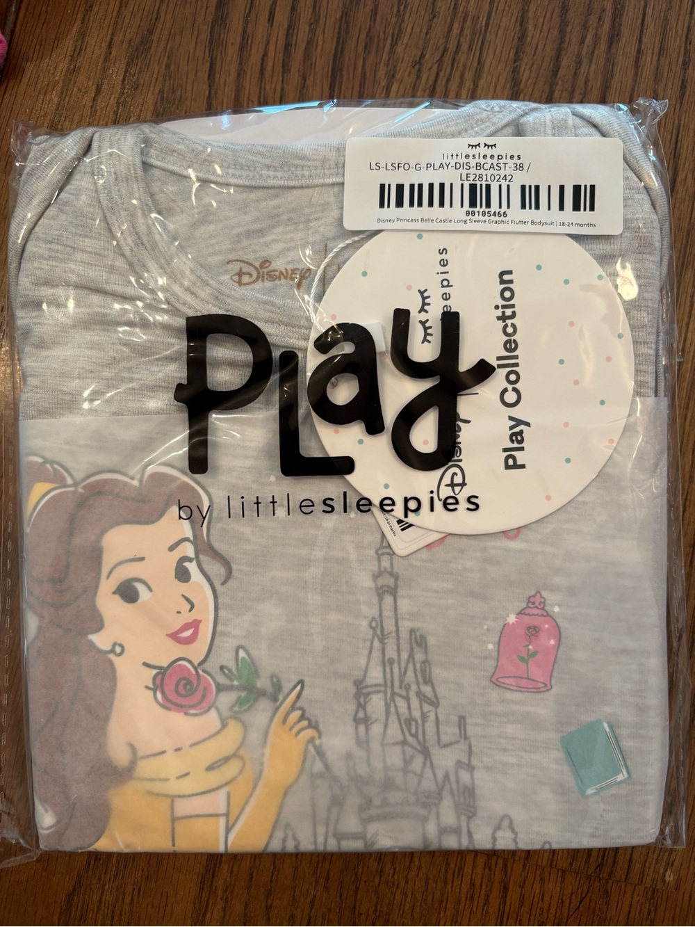 Little Sleepies Gray Disney Belle Flutter Bodysuit